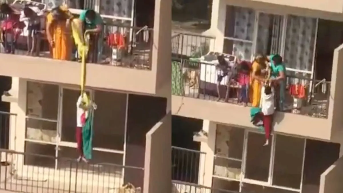 Мать опустила сына с 9‑го этажа, чтобы достать упавшую сари