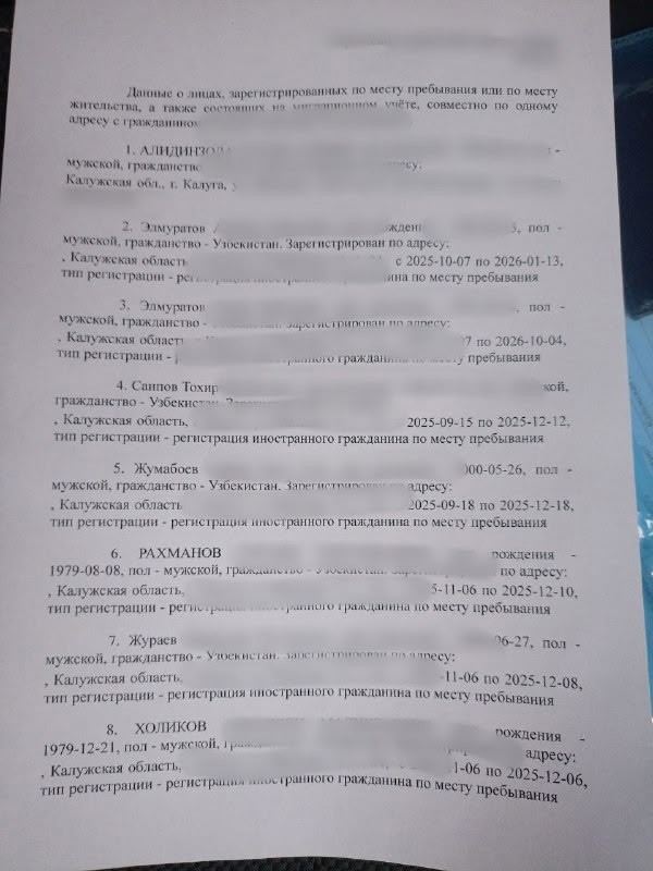Житель Калуги купил квартиру в новостройке, где уже были прописаны 14 граждан узбекистана