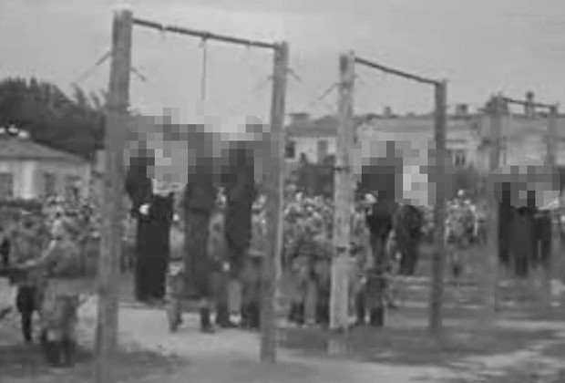 Казнь осужденных советских коллаборационистов (в том числе членов зондеркоманды СС «10-а») на Краснодарском процессе