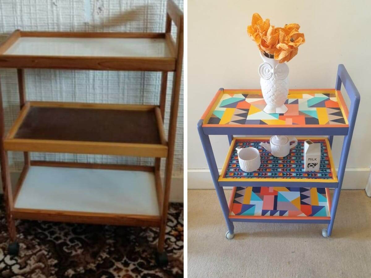 Теперь тележка для чая выглядит очень ярко и красочно