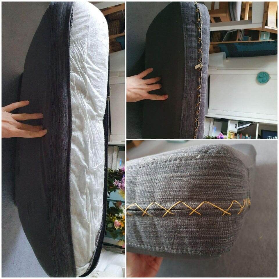 Теперь подушка для дивана выглядит интересней и опрятней