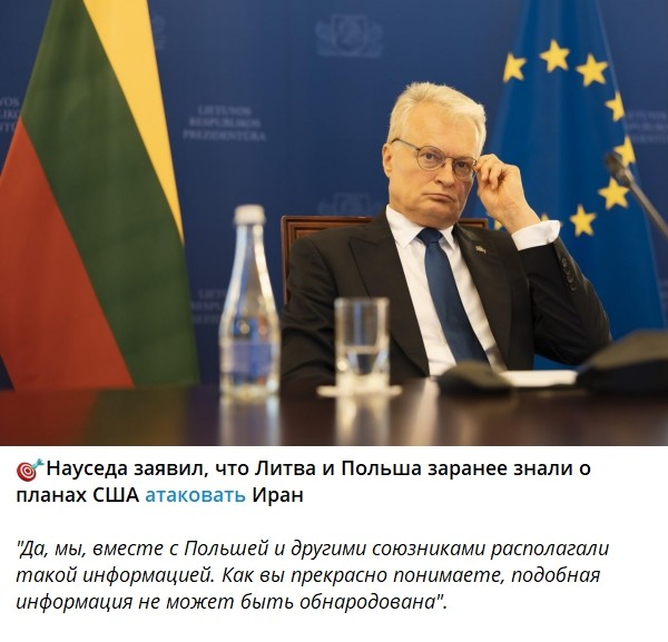 Науседа в попытках выглядеть осведомленным в глазах мировой общественности открыто признал, что заранее все знал. Тем не менее он не предпринял никаких попыток эвакуировать граждан Литвы с Ближнего Востока