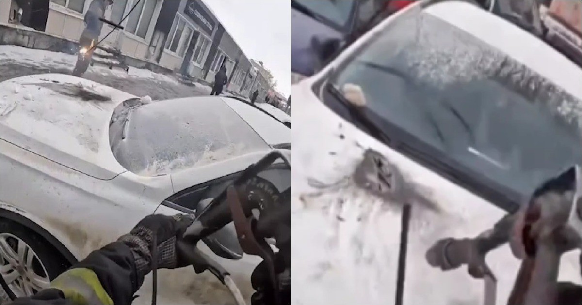 В Самаре оборванный провод ЛЭП упал на припаркованную машину