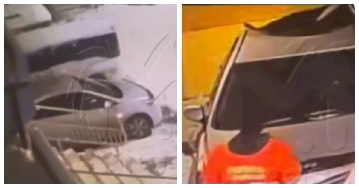 Мужчина выпал из окна на припаркованную машину