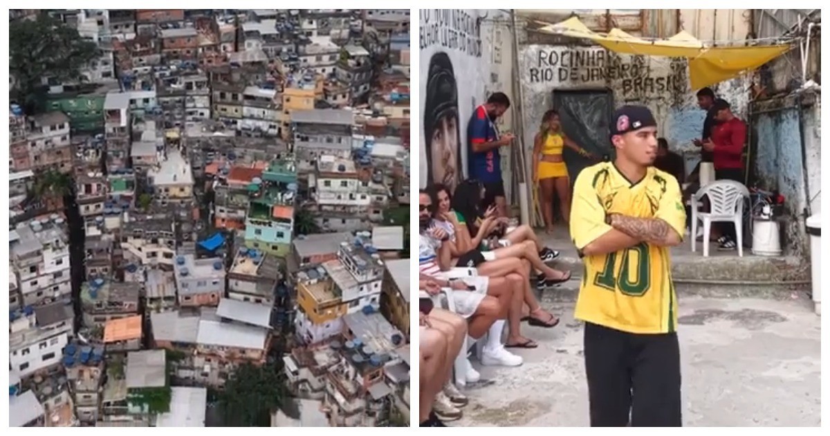 Вид с дрона на фавелу Росинья