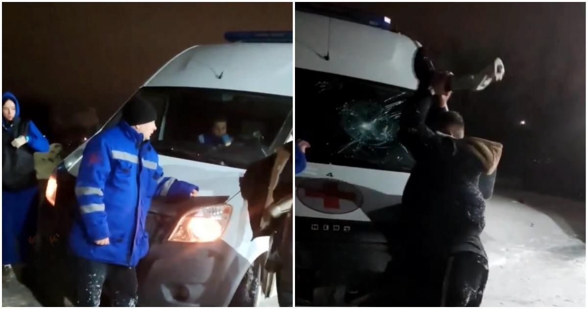 Мужчина разбил протезом стекло машины скорой помощи