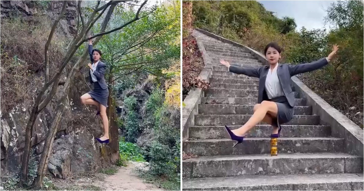 Девушка проверила туфли на прочность в экстремальных условиях