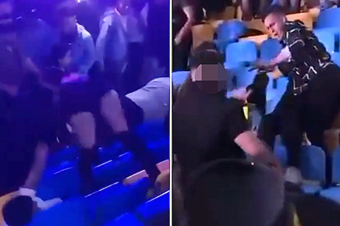 Женщину швырнули за волосы с трибуны во время массовой драки на концерте