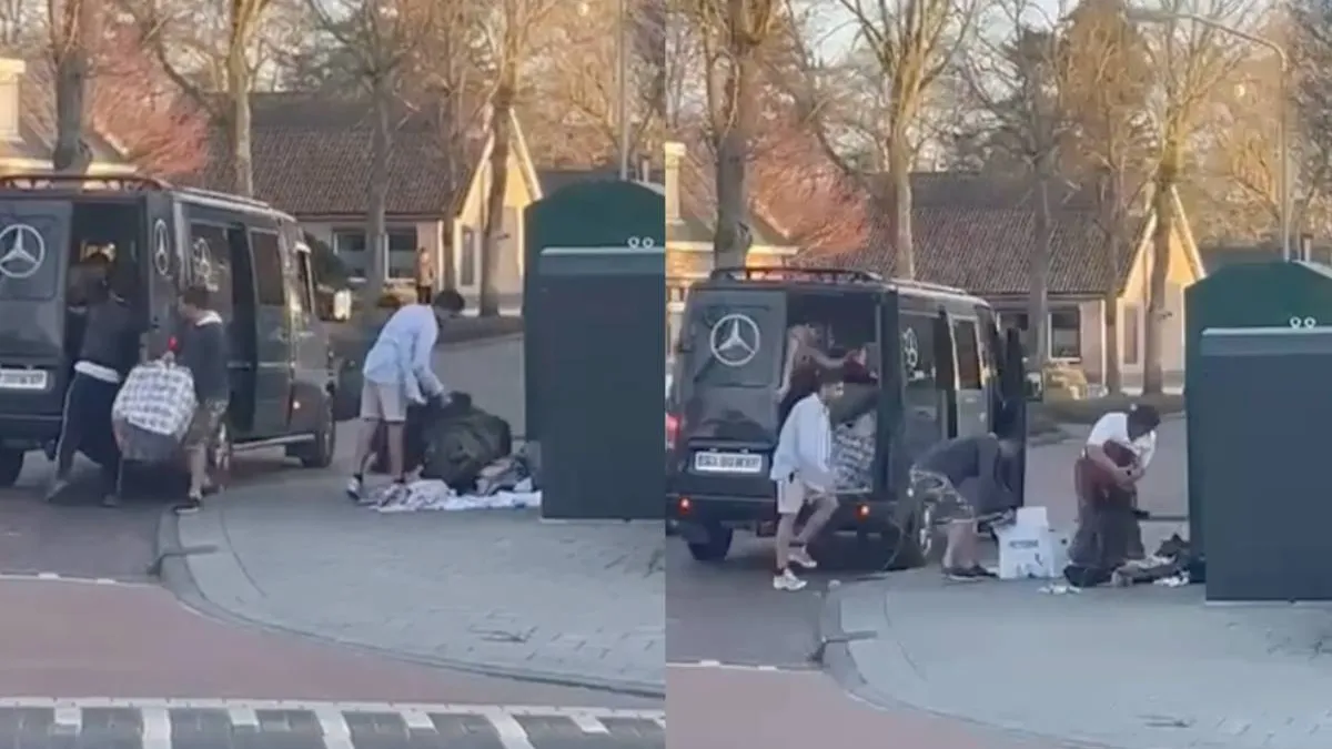 В Нидерландах разграбили контейнер с одеждой для нуждающихся