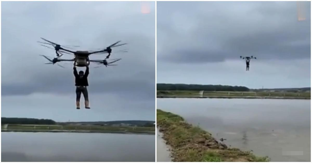 Фермер прокатился на сельхоздроне