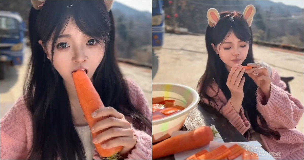 Китаянка вырезает скульптуры из морковки зубами