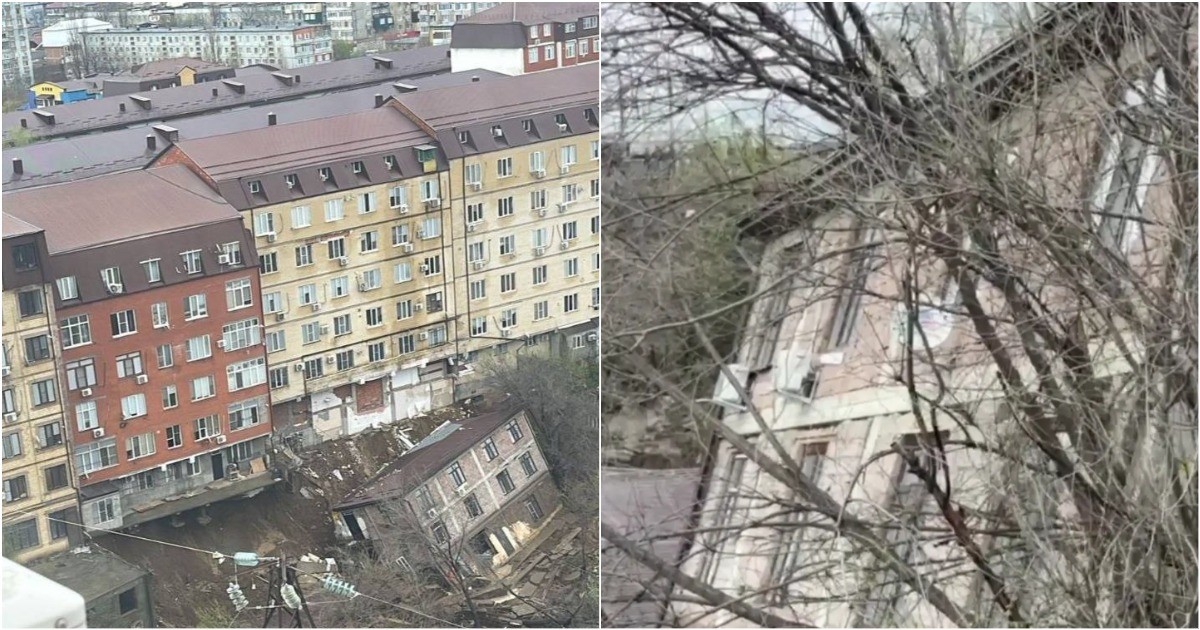 Махачкала уходит под воду: многоквартирный дом  сложился из-за размытого фундамента