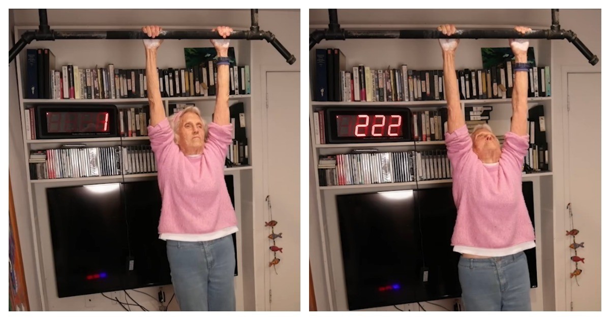 Бабушка провисела на турнике почти три минуты и установила рекорд