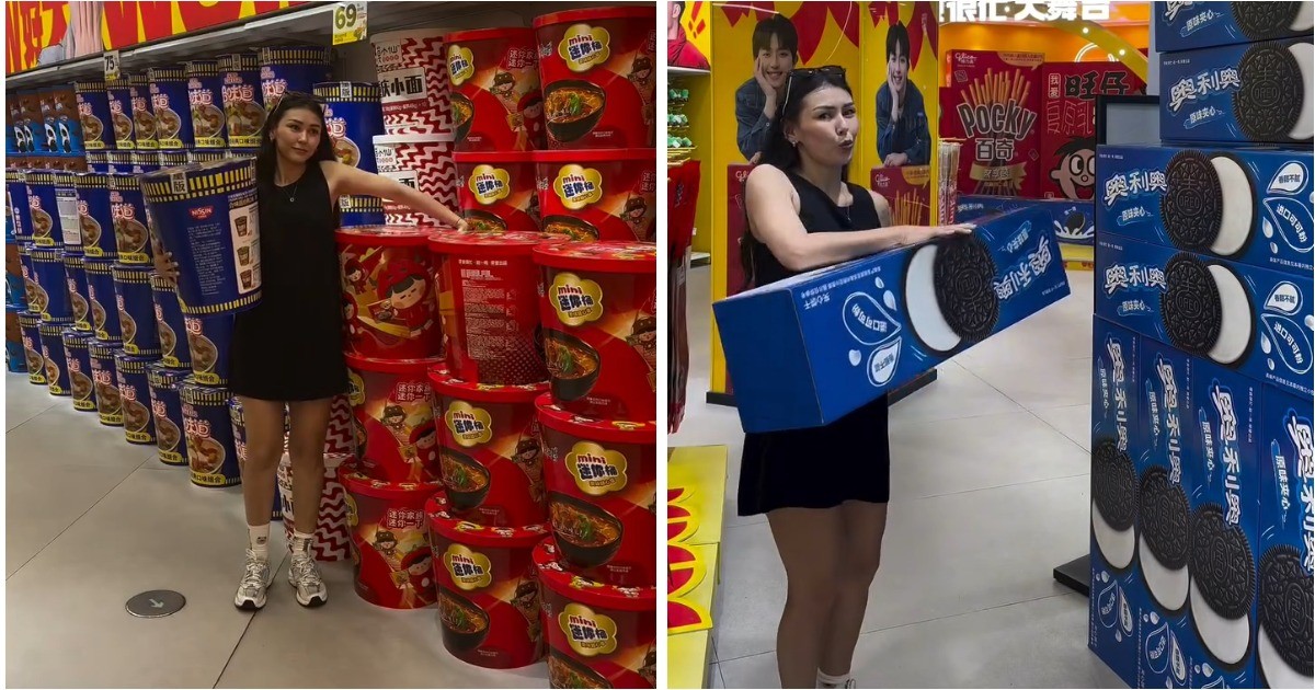 Метры чипсов и ведра лапши: в Китае открыли магазин гигантских закусок