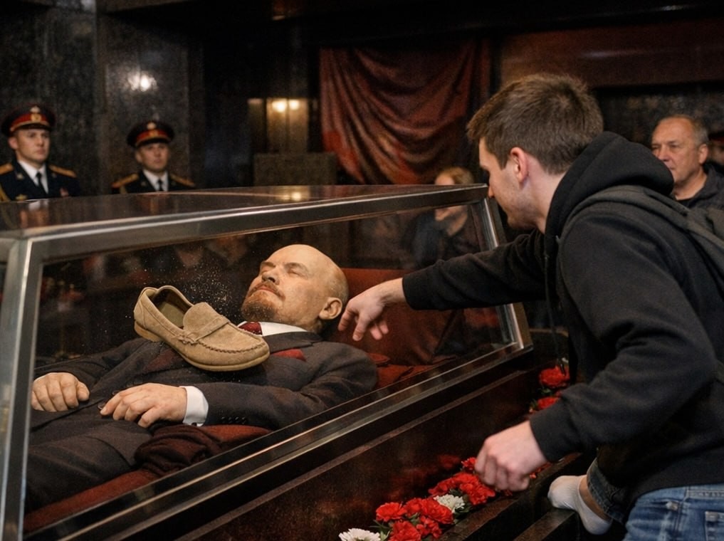 В Москве студент швырнул мокасин в саркофаг Ленина