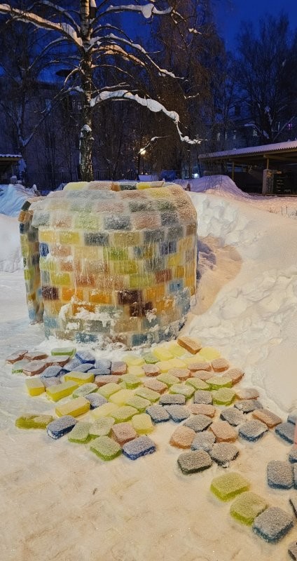 В садике, этой зимой, дети сделали.