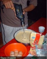 Когда миксер сгорел,выдал жене такую же альтернативу,только с шуруповёртом... Был послан,причём грубо...