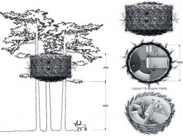 Tham & Videgard Architects. Treehotel
Автор этого дома архитектор Бертил Харстрем. Внутри дом выглядит наподобие кабинки, разделенной на комнаты. А снаружи он так отделан ветками, что напоминает самое настоящее гнездо огромной птицы.