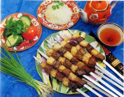 Джигар кибаб (шашлык из печени с курдюком)