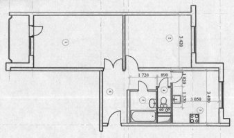 Это название относится к жилищу, которое включает в себя пару жилых комнат, расположенных друг напротив друга. Но самое важное, что характеризует данную планировку — это окна данных помещений. Окна в "распашонке" выходят на противоположные стороны относительно периметра квартиры.
Например:
