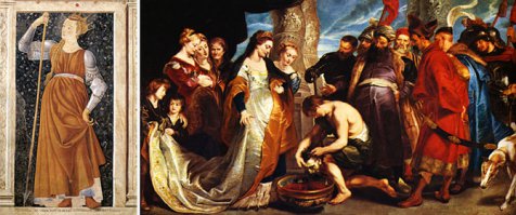 Княгиня Ольга (первая на Руси женщина-полководец)
В крещении Елена (ок. 890 — 11 июля 969 г.) правивила Древнерусским государством после гибели мужа, Великого князя Киевского Игоря Рюриковича с 945 до 962 года. Первая из русских правителей приняла христианство ещё до крещения Руси, первая русская святая, мать великого древнерусского полководца князя Святослава. Княгиня Ольга не была воительницей подобно былинным поляницам, роль женщины-полководца ей пришлось на себя взять скорее поневоле.
Поход на древлян (месть древлянам за смерть мужа)
Древляне после убийства князя Игоря прислали к его вдове Ольге сватов звать её замуж за своего князя Мала. Княгиня последовательно расправилась со старейшинами древлян, а затем привела к покорности народ древлян. Древнерусский летописец подробно излагает месть Ольги за смерть мужа:
1-я месть княгини Ольги: Сваты, 20 древлян, прибыли в ладье, которую киевляне отнесли и бросили в глубокую яму на дворе терема Ольги. Сватов-послов закопали живьем вместе с ладьёй.
«И, склонившись к яме, спросила их Ольга: Хороша ли вам честь?». Они же ответили: Горше нам Игоревой смерти». И повелела засыпать их живыми; и засыпали их.. »
2-я месть: Ольга попросила для уважения прислать к ней новых послов из лучших мужей, что и было с охотой исполнено древлянами. Посольство из знатных древлян сожгли в бане, пока те мылись, готовясь к встрече с княгиней.
3-я месть: Княгиня с небольшой дружиной приехала в земли древлян, чтобы по обычаю справить тризну на могиле мужа. Опоив во время тризны древлян, Ольга велела рубить их. Летопись сообщает о 5 тысячах перебитых древлян.
4-я месть: В 946 году Ольга возглавила войско в походе на древлян. По Новгородской Первой летописи киевская дружина победила древлян в бою. Ольга прошлась по Древлянской земле, установила дани и налоги, после чего вернулась в Киев. По ПВЛ ( Повесть временных лет ) после безуспешной осады в течение лета Ольга сожгла город с помощью птиц, к ногам которых велела привязать зажжённую паклю с серой. Часть защитников Искоростеня были перебиты, остальные покорились.
На этом её военная деятельность не ограничилась и она совершила ещё ряд походов приводя к покорности восточнославянские племена и земли.
Стоит ли удивляться воинственности и полководческим дарованиям сына Ольги Святослава?
Анастасия Слуцкая (Княгиня-амазонка)
В 2003 году на студии «Беларусьфильм» был снят фильм «Анастасия Слуцкая», посвящённый княгине Анастасии. Несмотря на художественный вымысел с уклоном в фентези, у этой картины была своя реальная историческая основа.
В XV в. владельцем города Слуцка (с 1481 г.) был Семен Михайлович Олелькович (из рода Гедеминовичей/Ольгердовичей). Его женой в начале 1490 -х годов стала княгиня Анастасия, дочка Мстиславского князя Ивана Юрьевича.
По одним данным Семён Михайлович умер от эпидемии в 1505 г., согласно другим, это произошло ранее, в 1503 году. Поскольку их сын, Юрий, был ещё мал, то управление княжеством оказалось в руках Анастасии. В это время на территорию княжества часто нападали татары. Князю Семёну не раз приходилось отражать набеги. А после его смерти отражением набегов занялась княгиня Анастасия, которая лично возглавляла войска. И ей в период 1505—1508 годов удалось защитить Слуцк, хотя территория княжества подверглась сильному разорению.
Молодая вдова княгиня не раз привлекала внимание своих современников. Наиболее известным из поклонников Анастасии был крупный литовский магнат — князь Михаил Львович Глинский (дядя Елены Глинской, матери Ивана IV Грозного). Согласно польскому историку конца XVI века Мацею Стрыйковскому, между Анастасией и Михаилом был роман, однако когда Михаил в 1508 году посватался к княгини, Анастасия отказалась выйти за него замуж. Для того, чтобы завоевать руку Анастасии, Михаил дважды пытался взять Слуцк, но неудачно. Вскоре Михаил Глинский с братьями перешёл на службу к великому князю московскому Василию III. Впрочем, из послания Михаила Глинского Василию III известно, что Слуцк во время мятежа осаждал не Михаил, а его родственник Андрей.
О последних годах жизни Анастасии ничего неизвестно. Она умерла в 55-летнем возрасте (около 1526 года).

Примечание:
Князь Фёдор Иванович Мстиславский (XVI век — 1622 год) — один из предводителей "Семибоярщины", был последним из рода Мстиславских. Анастасии Слуцкой (по сестре Ульяне) он приходился внучатым племянником в третьем колене. 
Алёна Арзамасская (женщина-воительница и полководец)
казачка, монахиня из крестьян, возглавившая крупный отряд беглых и крепостных людей Арзамасского уезда во время крестьянской войны 1670—1671 гг. под предводительством Степана Разина.
Родилась в казачьем селе Выездная Слобода под Арзамасом. Известно, что ещё в молодости её насильно выдали замуж за пожилого крестьянина, но тот прожил недолго и вскоре она стала вдовой. От нужды она постриглась в монахини в женском Николаевском монастыре под Арзамасом. Здесь она обучилась грамоте, узнала народное врачевание.

В 1669 году, когда началось крестьянское восстание Степана Разина, Алёна покинула монастырь и присоединилась к восставшим. Ей удалось собрать отряд из 300—400 человек и с ним она направилась к городу Темникову, расположенному на территории современной Мордовии. В 1670 году её отряд объединился с отрядом Фёдора Сидорова, разбил отряд воеводы Арзамаса Леонтия Шайсукова. После этого повела отряды численностью до 700 человек от Арзамаса к Шацку, затем повернула и взяла Темников. Алёна более двух месяцев управляла городом и войском. В отряде насчитывалось более 2000 повстанцев. 
наменитую Жанну д’Арк, которая считается национальной героиней Франции и причислена к лику святых.

Знаменитые женщины военачальники

Военные победы Жанны начались в начале мая 1429 года при взятии бастиона Сен Лу. Тогда английские войска, после прекращения длительных междоусобиц в стране, вступили на территорию Франции и одерживали победы одну за другой. Когда король Карл VI назначил Жанну военачальницей, армия под ее командованием словно ураган прошла по захваченным территориям, сгоняя англичан с уже насиженных мест.

23 мая 1430 года она попадает в плен к бургундцам в результате предательства, которые затем продают ее англичанам. Не менее предательский суд признает Жанну д’Арк виновной в ереси и сообщничестве с дьяволом, за что она и была сожжена заживо в Руане 30 мая 1931 года. 
Дахия аль-Кахина
Правитель княжества Орес, находившегося на юго-востоке Алжира, не отличался добрым нравом, о его жестокости знал и стар, и млад. Однажды влюбился он в красавицу из одного селения. Звали её Дахияаль-Кахина бинт-Табита. Ей он, однако, не пришёлся по нраву, и девушка отказала правителю. В гневе он стал угнетать жителей села Кахины, и те, доведённые до отчаяния, упросили девушку уступить князю и спасти деревню. Гордая Дахия уступила мольбам односельчан, но первая брачная ночь стала для князя последней, а Кахина заняла его место. А не надо заставлять женщину делать, то чего она не хочет!

Власть женщины: воительницы древности

Однако вскоре на территорию 9-ти Берберских и иудейских княжеств вторглись арабские завоеватели. В первых же столкновениях берберы потеряли своего главу – князя Косейла и Кахина возглавила берберские войска.

Женщина во главе войска берберского государства – она оказалась смелым воином и хорошим тактиком. Смелые засады, летучие отряды, ловушки и удары по арабской армии с тыла позволили победить её войску 40-тысячную армию противника под командованием лучшего арабского полководца Хасана ибн Нумана. Армия Кахины освободила захваченные земли, включая Карфаген, ставший столицей Африканского царства.

Везде встречали Кахину как освободительницу. Она не только смогла отвоевать захваченные территории, но и смогла стабилизировать государство. И тогда Хасан пошёл на хитрость, предложив Кахине мир и союз против Вестготского королевства в Испании. По замыслу Хасана Береберы должны были просто пропустить через свою территорию арабские отряды. Вскоре стало ясно, что они не просто идут по землям берберов, а захватывают их. Кахина всё ещё могла переломить ход истории в свою пользу, если бы не предательство…. Халид ибн Йезид аль-Кайси, которому царица безгранично доверяла, сначала передавал сведения о намерениях берберского войска Хасану, а затем возглавил одни из арабских отрядов в последней битве…

Дахия аль-Кахина знала, что этого боя ей не выиграть, что время упущено, но встала с мечом в руках во главе своих воинов и погибла в бою. Голову царицы Африканского царства аль-Кахины отослали халифу Абд-эль-Малику.

Храбрость, свободолюбие и отвага женщины – насколько они велики?

Царица Томирис
Царица сакская Томирис (570-520 г.г. до нашей эры) – легенда Востока, символ свободолюбия и жестокости, почитаемый многими степными народами. Историю её войны с персидским царём Киром описал Геродот. Своё наступление на Великую степь «царь царей» и «властитель Азии» Кир начал с предложения царице Томирис… стать его женой и объединить их государства без боя. Царица отказалась…

Первый бой сакские воины во главе с сыном царицы Спаргаписом выиграли. Но праздновать победу было ещё рано. Персы хорошо знали обычаи народа, на который напали, и им был известен обычай праздновать каждую победу. Персы покинули свой лагерь, оставив там крепкое вино, не ведомое саксам, а затем внезапно напали на опьянённое войско. Треть войска саксов была захвачена персами, среди пленных оказался и сын царицы Томирис, покончивший с собой в плену.

Власть женщины: воительницы древности

Томирис вызвала Кира на второй бой. В последней битве сражались не только воины, бились женщины и девушки во главе с царицей. Победой саксов завершилась та битва, ни один из персов не ушёл живым, пал и Кир. Столь мужественные атаки храбрых воительниц оказались полной неожиданностью для врага! Голову Киру отсекла сама Томирис, погрузив её в бурдюк с кровью со словами сдержанной ею клятвы – утолить его жажду человеческой крови.

Сила женщины-воина в её ненависти к войне. О прекрасной и отважной Томирис сложено немало народных сказаний, о ней написаны книги, ей посвящён балет.

Хуа Мулань
Цветок магнолии – так переводится имя легендарной китайской героини, легенды о которой превратились в поэму. Был или это достоверный образ или нет, кто знает? Если верить древнекитайской поэме, то жила-была девушка по фамилии Хуа. Когда это было, точно не известно – то ли во времена династии Суй, то ли ещё раньше при династии Северная Вэй.

Власть женщины: воительницы древности

Отец её был солдатом и учил дочь всему, что знал. Девочка вышивала, как и её подруги, но при этом умела фехтовать, ездить верхом и… читала о военной стратегии! И когда император стал собирать армию, чтобы отразить набеги кочевых племен, Мулан решила воевать вместо отца. Переодеться мужчиной? Но это нарушает все правила благочестия! Однако родители благословили дочь, ведь в тяжёлые для страны времена, долг родине выше благочестия….

12 долгих лет длилась служба Хуа Мулань, 12 лет не снимая мужской одежды даже ночью, чтобы не быть разоблачённой. Многих наград была удостоена отважная девушка, лишь от высокой должности, предложенной императором, она отказалась, попросив лишь для себя хорошего коня, чтобы скорее вернуться к родным И лишь под родным кровом она вновь одела женскую одежду, несказанно удивив всех таким превращением. Что было дальше? Никто не знает, ведь поэма на этом обрывается….

Наверное, многие видели мультфильм о Мулан, а ведь это было…. Что заставляет девушек брать оружие в руки? Любовь – к семье, родине и долг чести.