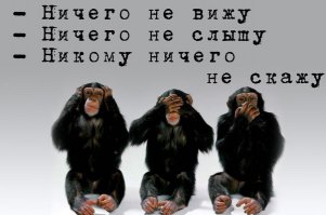 Три обезьяны (яп. 三猿, сандзару или 三匹の猿, самбики но сару — «три обезьяны») — изображение трёх обезьян, символизирующих буддистскую идею недеяния зла, отрешённости от неистинного. «Если я не вижу зла, не слышу о зле и ничего не говорю о нём, то я защищён от него» — идеи «невидения» (見ざる ми-дзару), «неслышания» (聞かざる кика-дзару) и «неговорения» (言わざる ива-дзару) о зле. (Википедия)