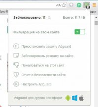 Ок. Незнаю как в Adblock, не пользовался, а в Adguard можно посмотреть сколько заблокировано на сайте, и за всю историю его использования.