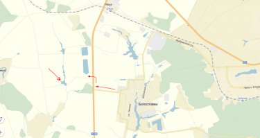 пруд вытянутый метров на 100, в этом месте глубина до 7 метров, резкий свал, на другом берегу к яме плавный сход.