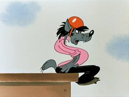 Была серия, когда волка ударили фигуркой коня)