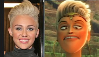 Майли Сайрус и Королева Амазонок из мультика Ронал-варвар