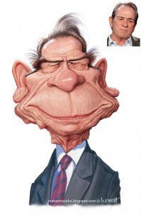 Одно из свидетельств популярности - наличие карикатур. 
С этим у Томми Ли Джонса всё в порядке