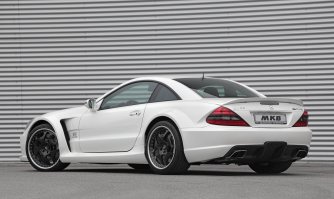 Mercedes SL 65 AMG
Движок - Битурбированный 6-ти литровый V12 мощностью 630 л.с. и крутящим моментом в 1000нм. Разгон до сотни за 4 секунды. Ограничение максимальной скорости 250 км/ч, которое обычно снимают прямо в салоне. Стоит 15 000 000 рубликов. 
У байкера не было ни единого шанса.