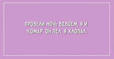Провели ночь вдвоем - я и комариха, я стонал, она сосала