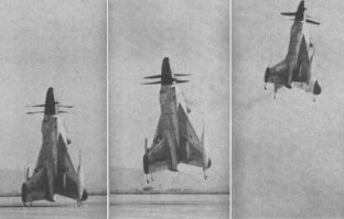 В 1947 году США испугались, что русские, двинувшись в Западную Европу, не дадут союзником пользоваться аэродромами. Срочно нужен был самолёт с вертикальными взлётом и посадкой (Vertical Takeoff and Landing — VTOL). И американские ВМФ и ВВС, опираясь на результаты немецких исследований, начали работу над проектом «Колибри» (Hummingbird).

В своих изысканиях в области VTOL американцы действительно мысленно отталкивались от проекта летательного аппарата, запатентованного в 1939 году профессором Генрихом Фоке (Heinrich Focke), создателем самолётов Focke-Wulf.

Разработка и постройка СВВП XFV-1 осуществлялась фирмой «Локхид» с 1950 г. одновременно с разработкой СВВП XFY-1 фирмы «Конвэр» но одним и тем же требованиям флота США к палубному вертикально взлетающему истребителю. По контракту стоимостью 10 млн. долл. предусматривалась постройка двух экспериментальных истребителей.
Как во время взлёта, так и во время посадки «Лосось» (11,27 метра в длину) пребывал в вертикальном положении, стоя на крестообразном хвосте с амортизатором и колёсиком на каждом из наконечников.

Состоящий из пары соединённых турбин T38, двигатель Allison YT40-A-6 мощностью 5850 лошадиных сил «заводил» пару трёхлопастных пропеллеров диаметром 4,88 метра каждый. Предполагалось, что, оторвавшись от земли, «Лосось» примет в воздухе обычное горизонтальное положение, а по возвращению опять перевернётся и сядет вертикально на хвост.
5 ноября 1954 года. Convair XFY-1 Pogo совершает демонстрационный полёт (фото unrealaircraft.com).

 

Согласно рассчётам, максимальная скорость «Лосося» должна была быть 933 км/час, а круизная 659 км/час. Вес: 5260 кг пустой, 7348 загруженный. Размах крыла 9,4 метра. На вооружении должны быть четыре 20-миллиметровых пушки или сорок шесть 70-миллиметровых ракет, размещённых в крыльях.
Чтобы попасть в кабину, пилоту приходилось использовать подобие строительных лесов.
В июне 1955 года проект XFV-1 был закрыт так же, как и проект Convair XFY-1 Pogo (280 рейсов на привязи в ангаре, один свободный полёт в 1954 году с переходами в горизонтальное положение).

Американская программа турбовинтовых, садящихся на хвост, была свёрнута полностью. После отмены опытные образцы были переданы аэрокосмическим музеям. Проект не был успешен по нескольким причинам: прежде всего, из-за недостатка мощности двигателя и надёжности в целом, а также из-за экспериментальных навыков, требуемых, чтобы пилот посадил самолёт на хвост.