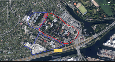 Немцы практичный народ, думаете эту тюрьму на Плётцензее снесли?? Да нет, сделали музей, а рядом еще новую тюрьму построили с видом на старую...Пометил красным старую тюрьму, синим новую соответственно....