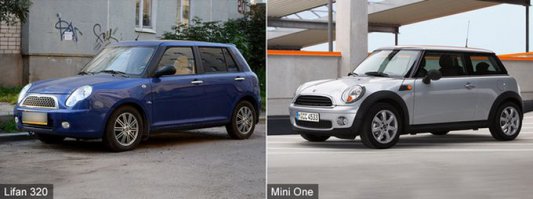 Где тут что общее? Да и Lifan 320yf мой взгляд больше на toyota duet похожа, чем на мини