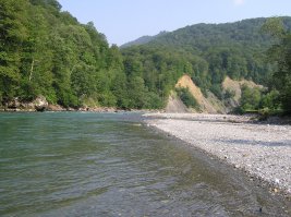 Река Белая, северный Кавказ, Адыгея, недалеко от города Майкопа.