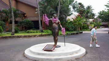 У серферов чуть другая история происхождения. Самая популярная версия:
"Гавайец по имени Калили Хамана (Kalili Hamana) из городка Лайе, потерявший три пальца правой руки во время промышленного инцидента приветствовал своих друзей, махая им рукой. Естественно, они могли видеть лишь поднятый мизинец и большой палец его руки."