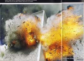 Где у тебя аргументы??Ты или туп Или пиндосский тролль! Даже передние колонны были с толщиной стены 63 мм, причем судя по профилю они получались двойными. Как люминий мог их пробить?КАК??? Тогда бы снаряды противотанковые делали из люминия! Снаряд летит со скоростью в 10 раз превышающий скорость боинга, и тогда при условии , что он с сердечником он пробивал сталь Т-34. Из твоих рассуждений следует если муху разогнать до определенной скорости - то она пробъет мухобойку? Ты в каком классе учишься? Я тебе прикрепил два видео посмотри, там на компьютере смоделировали ситуацию, что должно быть с самолетом- он развалиться на части и упадет на улицу. растояния межде колоннами меньше метра. 
И я написал--И почему это облицовки летят наружу, а балки согнулись вовнутрь здания? Самолет должен был вместе их согнуть! Ты хоть понял о чем я говорю??? разьясняю для школьника-- что если бы самолет влетел в здание, то облицовочные панели не улетели бы на улицу, а были бы вмяты вместе с колоннами во внутрь!! А так если посмотришь на фото, то они целехонькие по своей форме разлетелись и попадали на крышу рядом стоящего здания. Если ты не видишь очевидных вещей, то как я говорил выше 2 варианта---1 Ты реальный дибилл, 2-- ты пиндосский тролль!
На этом все!Не отвечай мне не интересно с тобой общаться