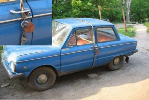 А чего тут необычного? Всего-лишь Мистер Бин на "Запорожце" :)