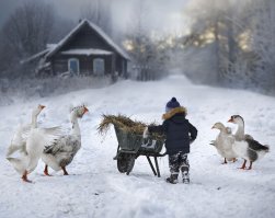 Детки хорошие, фотографии хорошие. Но как на мой вкус, так слишком пережжено и излишне постановочно - в топы стоковой фотографии, так сказать. 
Из "деревенских" тем мне больше этот автор нравится - Елена Шумилова. Да, у неё детки не так счастливо улыбаются и не носят таких ярких венков на голове, но есть тёплое настроение.