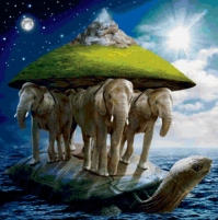 Общеизвестный факт: земля лежит на 3х слонах, стоящих на черепахе. А глубоко под землей жарко, т.к. там черти грешников жарят!