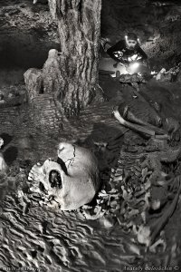 Фотки с сайта фотографа. 
1)Предупреждение не заплывать в пещеру без спецподготовки: " Более 300 ныряльщиков погибло в таких пещерах, там нет ничего такого, за что стоило бы умереть". 
2)Немое подтверждение обоснованности вышесказанного.