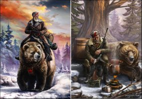 Вот эта серия картинок мне нравится. Стеб над западными представлениями о советском образе жизни.