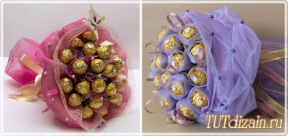 Поделки из конфет...букеты. для очумелых ручек.