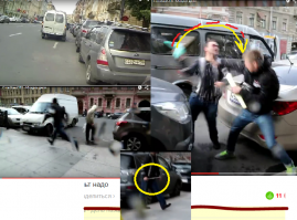 чувак защищает своё право на исключительность:
не парковаться на спец месте, а стоять посреди дороги
устраивать махач с говном, когда у него плохое настроение