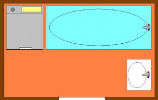 Ванная комната 2*1,5. Разместите там ванну, стиралку и раковину, и чтоб место осталось.
У меня так: