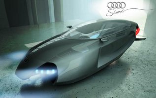 Забыли про автомобиль с автопилотом, летающий авто, 3D принтеры, робототехника(Созданы крошечные роботы, которые будут собирать электронику) и тд. На фото: Летающий концепт Audi Shark.