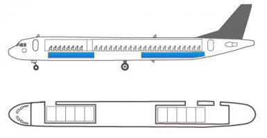 В пол вмонтированы LCD панели, а у самолёта внизу вмонтированы Видео камеры, которые транслируют изображение на ТВ.
Никакой производитель Самолётов, не будет убирать никакие элементы жесткости корпуса. Тем более что на нижней палубе находится багаж и место для убирания Шасси!