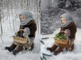 Картинка слева живая, а справа как мультяшная.